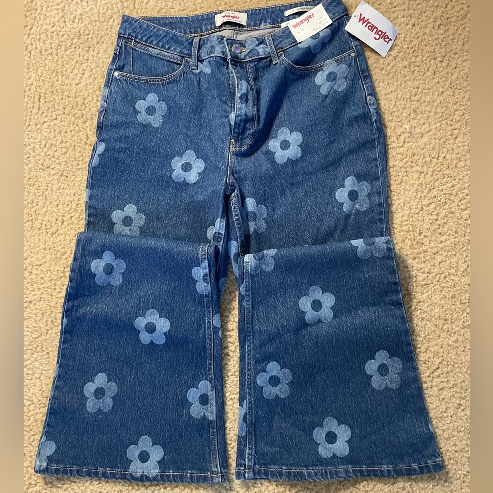 Wrangler Blue Floral Wide Leg Jeans